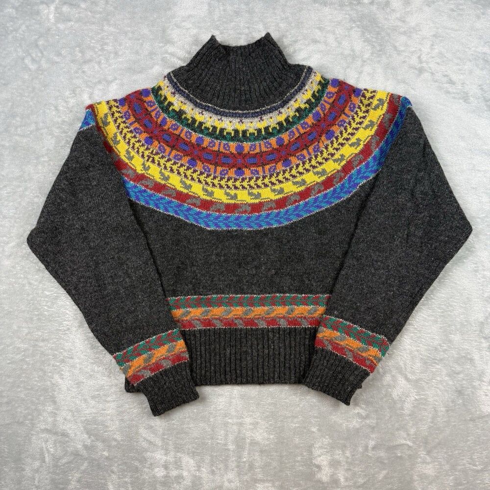 Vintage 90s Moda International Fair Isle Sweater Women’s Large Wool Turtleneck
